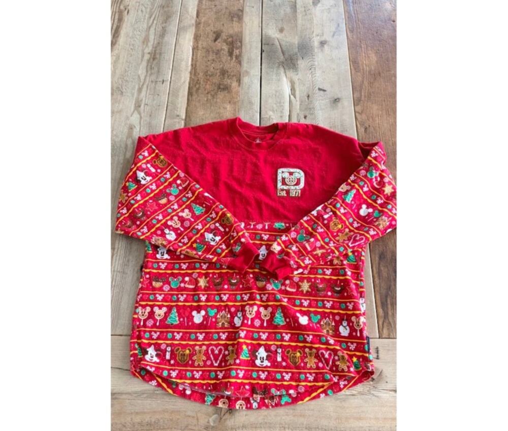Disney Parks Red Multi X-SMALL Christmas Spirit Jersey EUC!